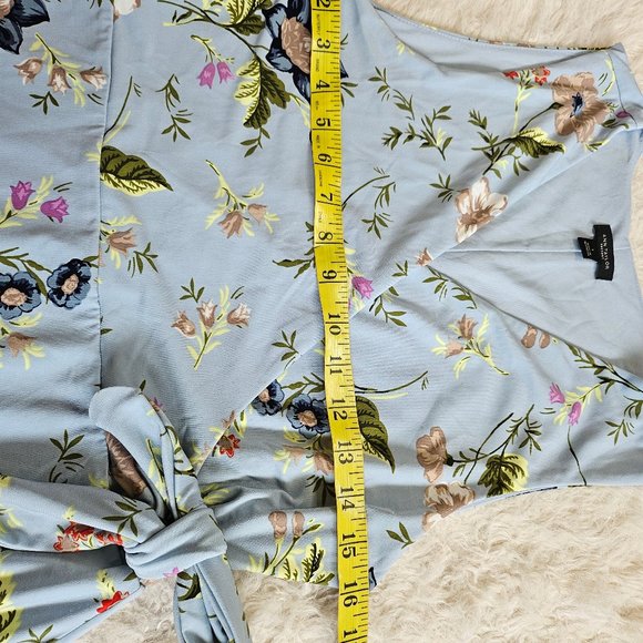 Ann Taylor Women's Blue Flora Sleeves Wrap Dress Size S - Picture 4 of 7